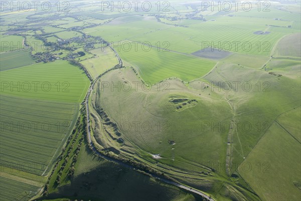 View from Adam's Grave long barrow on Walkers Hill to Alton Barnes, Wiltshire, 2015. Creator: Historic England.