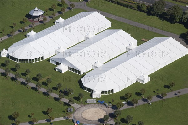 Three marquees in Victoria Park, Southport, Merseyside, 2015. Creator: Historic England.