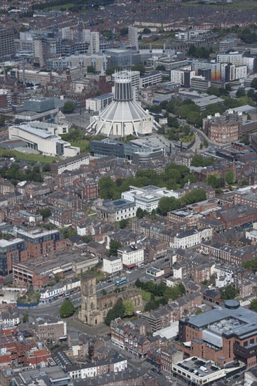 Looking from Church of St Luke north east towards Catholic Cathedral, Liverpool, 2015 Creator: Historic England.