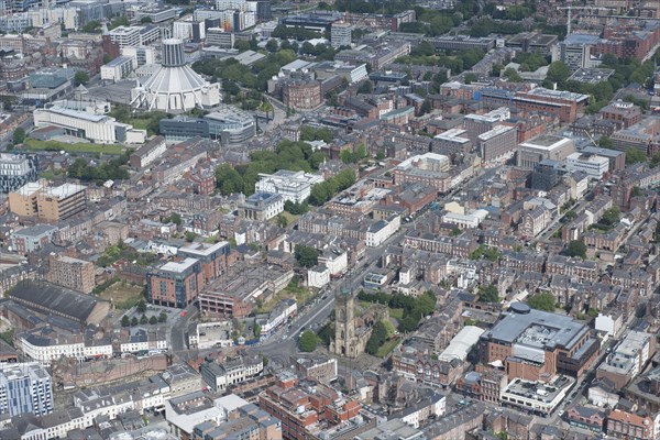 Looking from Church of St Luke north east towards Catholic Cathedral, Liverpool, 2015 Creator: Historic England.