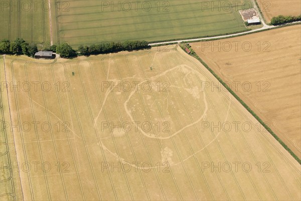 Iron Age double ditched enclosure crop mark, near South Wonston, Hampshire, 2015. Creator: Historic England.