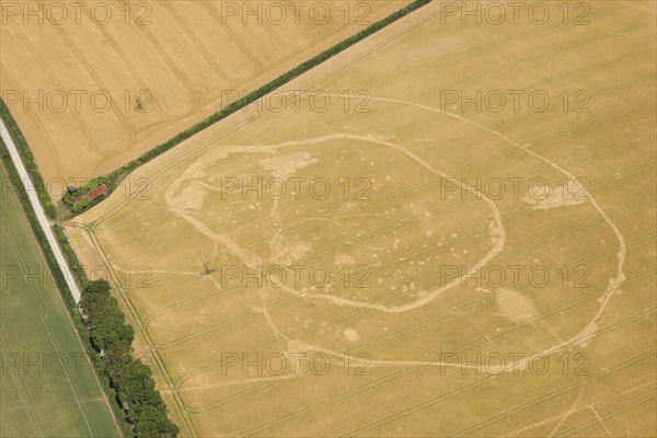 Iron Age double ditched enclosure crop mark, near South Wonston, Hampshire, 2015. Creator: Historic England.