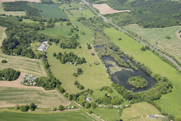 The lake and landscape park at Shardeloes, Amersham, Buckinghamshire, 2018. Creator: Historic England.