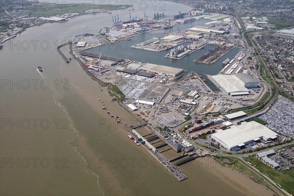 The Port of Tilbury, London, 2018. The docks opened in 1886 and became part of the Port of London Authority in 1909. It is the principal port in the UK for handling the importation of paper.