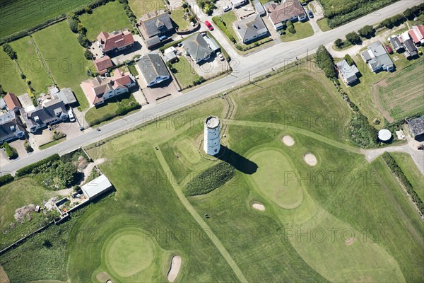 The former Flamborough Head lighthouse built 1674 but uneconomic to run becoming a marine telegraph station from c1840 to beginning of 20th century, Flamborough, East Riding of Yorkshire, 2018.