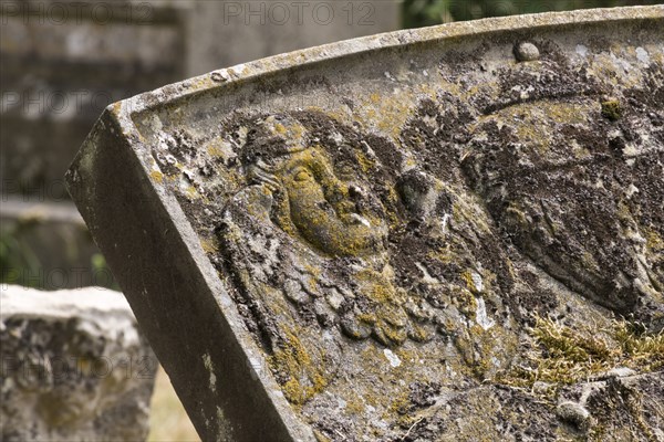 Gravestone in the churchyard of St John the Baptist's Church, Elmore, Gloucestershire, 2018. Creator: Steven Baker.