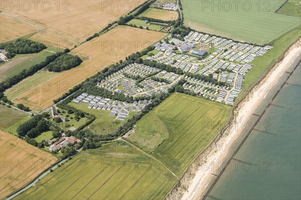 Caravan park and site of a World War II heavy anti aircraft battery, Corton Cliffs, Suffolk, 2019. Creator: Historic England.