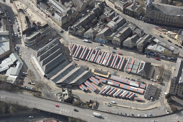 The Market Hall and outdoor market, Dewsbury, Yorkshire, 2019. Creator: Historic England.