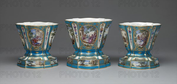 Garniture of Three Flower Vases (Vases Hollandois), Sèvres, c. 1761.