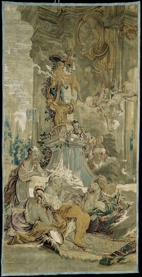 Psyche's Entrance into Cupid's Palace [left fragment], from The Story of Psyche, Beauvais, 1756/63. Woven at the Manufacture Royale de Beauvais under the direction of André Charlemagne Charron, after a cartoon by François Boucher.