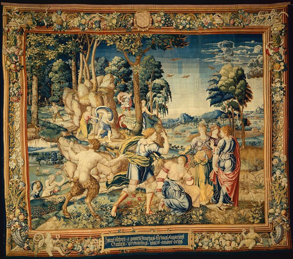 Pomona Surprised by Vertumnus and Other Suitors, from The Story of Vertumnus and Pomona, Brussels, 1535/40.