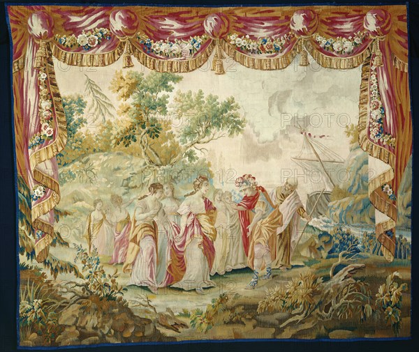 The Arrival of Telemachus on Calypso's Island, from The Story of Telemachus, France, after 1776. Possibly woven at the workshop of Gabriel Babonneix at the Manufacture Royale d’Aubusson, based on an engraving after François Boucher.