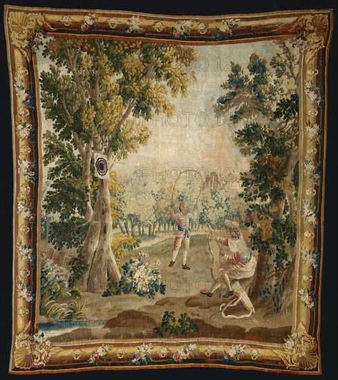 Archery from Amusements Champêtres (Country Sports), Aubusson, 1770/90. Woven at the Manufacture Royale d'Aubusson, France, aAfter a design in the manner of François Boucher, attributed to Jacques-Nicolas Julliard.