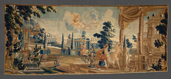 Pygmalion, from Stories from Ovid, Antwerp, c. 1675. Pygmalion the sculptor carves the statue with which he will fall in love. Woven at the Wauters workshop, after a design probably by Daniel Janssens.