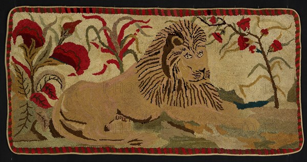 Lion with Palms (Rug), Ohio, 1890/1900. After a pattern designed by Ebenezer Ross.