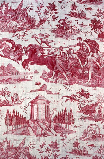 Le Char de l'Aurore (The Chariot of Dawn) (Furnishing Fabric), Nantes, 1785/89. After works by Guido Reni and other artists, manufactured by Petitpierre et Cie.