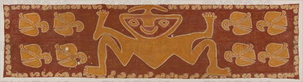 Panel, Peru, 1000/1476. Human-like figure and birds.