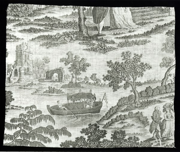 Panel (Furnishing Fabric), England, c. 1780. Rural scenes.