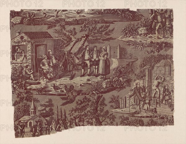La Noce de Campagne (The Country Wedding) (Furnishing Fabric), France, c. 1820. Designed by Delmes after engraving by Jean Pierre Marie Jazet after Hippolyte Lecomte.