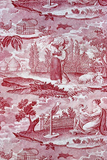 Le Kakatoes (The Cockatoo) (Furnishing Fabric), Rouen, c. 1815/20. Designed by Francois Pieters, possibly made by Favre-Petitpierre et Cie.