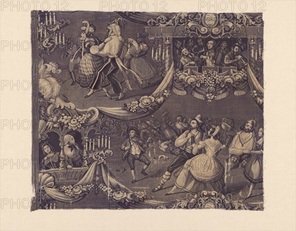 Le Bal (The Costume Ball) (Furnishing Fabric), France, 1827/40. Designed by George Zipelius after Sulpice Guillaume Chevallier.