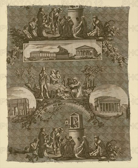 Le Romain (The Roman) (Furnishing Fabric), France, 1811. Designed by Jean Baptiste Huet, engraved by Jules Mallet, after Bartolomeo Pinelli.