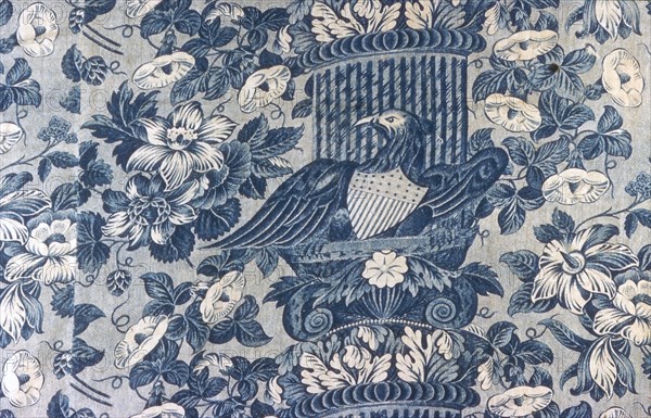 Panel (Furnishing Fabric), England, 1830/40. Floral print with American eagle and shield.