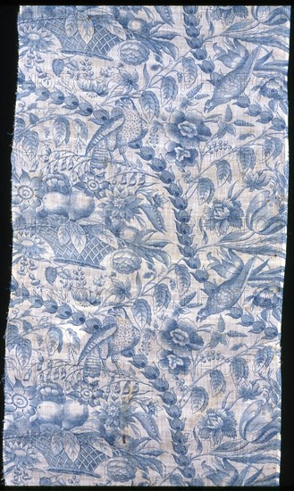 Panel (Furnishing Fabric), England, c. 1815. Floral print with birds and fruit.