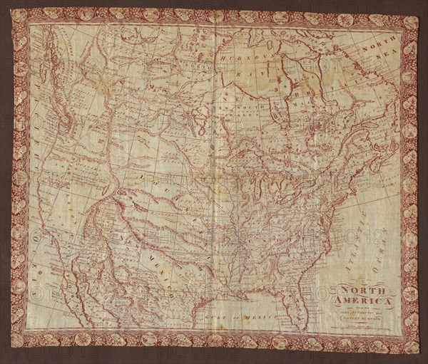 Map of North America (Handkerchief), Glasgow, 1811. Engraved by R. Gray after Robert Wilkinson