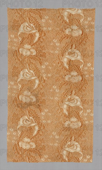 Panel (Furnishing Fabric), France, 1825/75. Floral design of lilies and acanthus leaves.