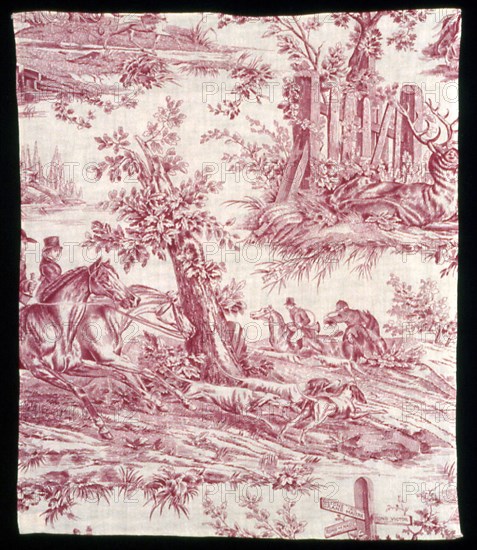 La Route de Jouy (The Road to Jouy) (Furnishing Fabric), France, 1825/35. Designed by Horace Vernet and Carle Vernet, manufactured by Oberkampf Manufactory.