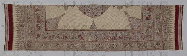 Painted cotton with medallion and figures, India, 15th century.