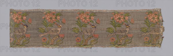 Dress or Furnishing Fabric, Iran, late 17th century. Floral pattern with birds.