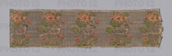 Dress or Furnishing Fabric, Iran, late 17th century. Floral pattern with birds.