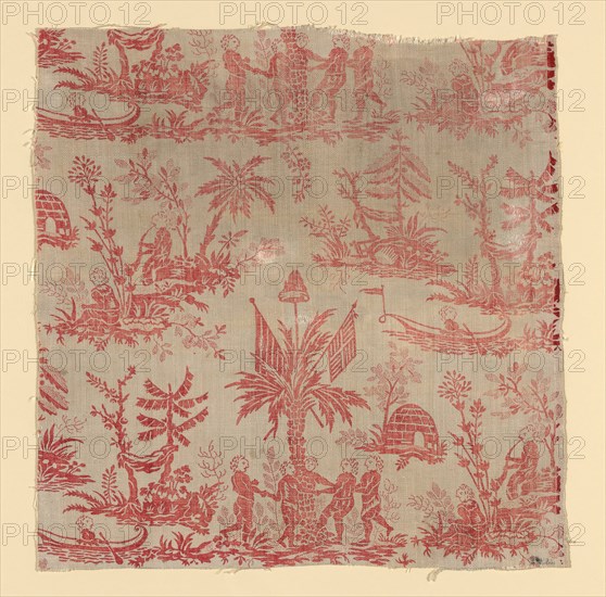 La Danse des Noirs (The Dance of the Blacks) (Furnishing Fabric), France, c. 1760. Manufactured by Christophe Philippe Oberkampf.