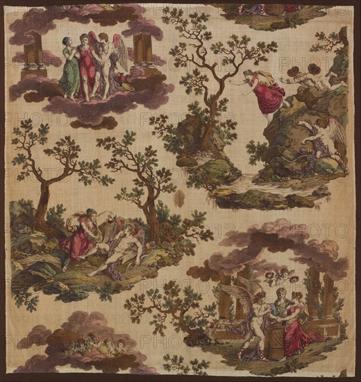 Psyche et L'Armour (The Story of Cupid and Psyche) (Furnishing Fabric), Nantes, c. 1790. Manufactured by Gorgerat Frères et Cie.