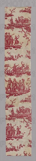 La Caravane du Caire (The Caravan from Cairo) (Furnishing Fabric), France, 1785/89. Vignettes possibly depicting the white slave trade. Manufactured by Petitpierre et Cie.