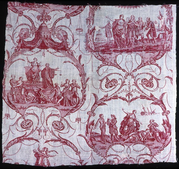 Triomphe de Voltaire (Triumph of Voltaire) (Furnishing Fabric), Nantes, 1788/93. Manufactured by Petitpierre et Cie.