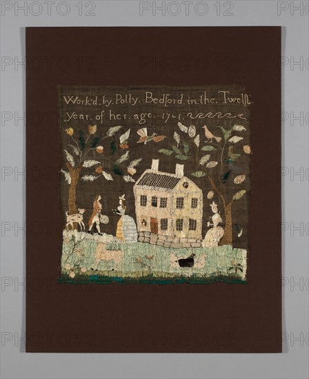 Sampler, Massachusetts, 1791. 'Work'd by Polly Bedford in the Twelfth year of her age - 17'.