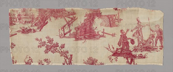 Don Quichotte (Don Quixote) (Furnishing Fabric), France, c. 1785. Possibly after design by Jean Jacques Lagrenèe le Jeune after engravings by Charles Nicolas Cochin l'Aîné, Magdaleine Hortenels Cochin, Jean Baptiste Haussard and Louis Silvestre l'Aîné, based on paintings by Charles Antoine Coypel.