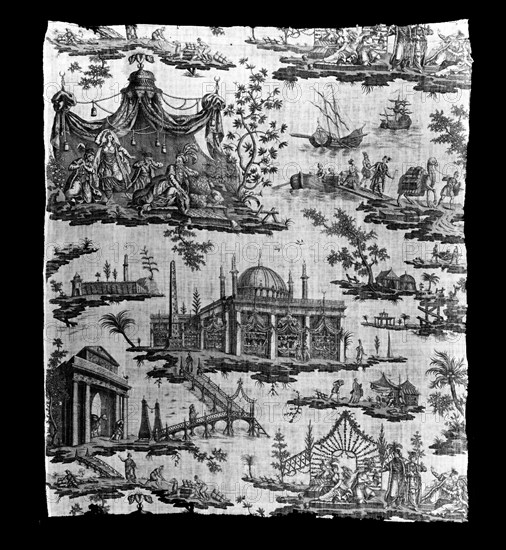 La Foire du Caire (The Cairo Fair) (Furnishing Fabric), Nantes, c. 1800. Possibly designed by Boudry or Courvoisier, manufactured by Petitpierre Frères & Cie.