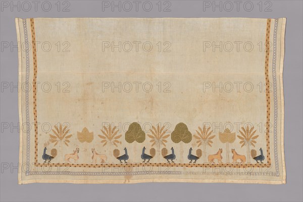 Panel, possibly Egypt or Turkey, c. 1880. Peacock, leopard and palm tree motif.