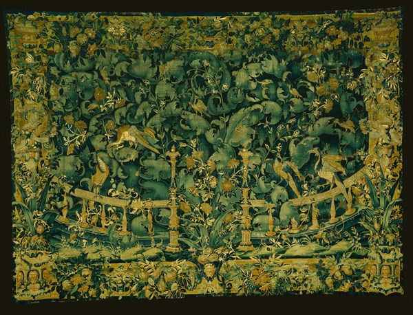 Large Leaf Verdure with Balustrade and Birds, Southern Netherlands, 1550/75.