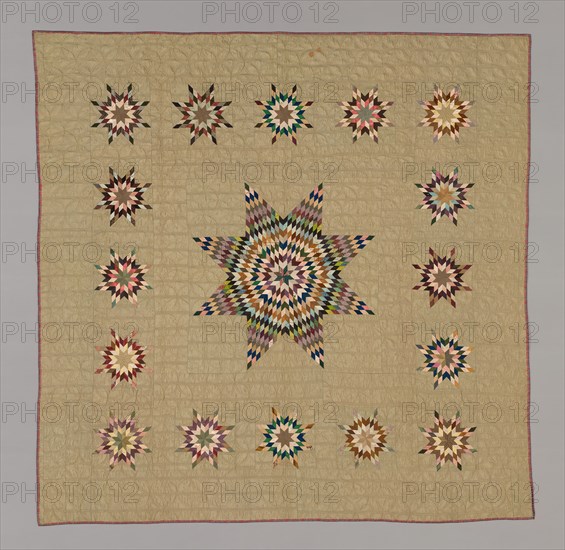 Bedcover (Lone Star Variation Quilt), Connecticut, c. 1845/50.