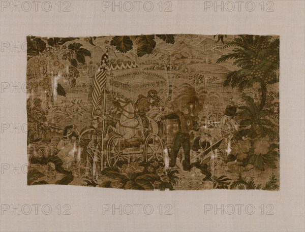 Panel (Furnishing Fabric), United States, 1848/50. Battle scene.