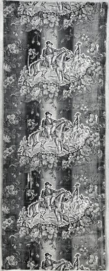 Panel (Furnishing Fabric), United States, 1848. Floral print with horseman motif.