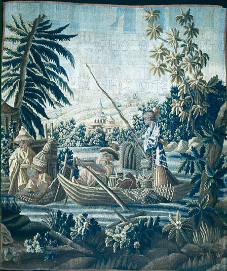 La Pêche (Fishing), France, 1725/1775. Woven at Aubusson, France, variation of a design by Francois Boucher.