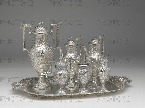 Tea and Coffee Service with Tray, 1850/1900.