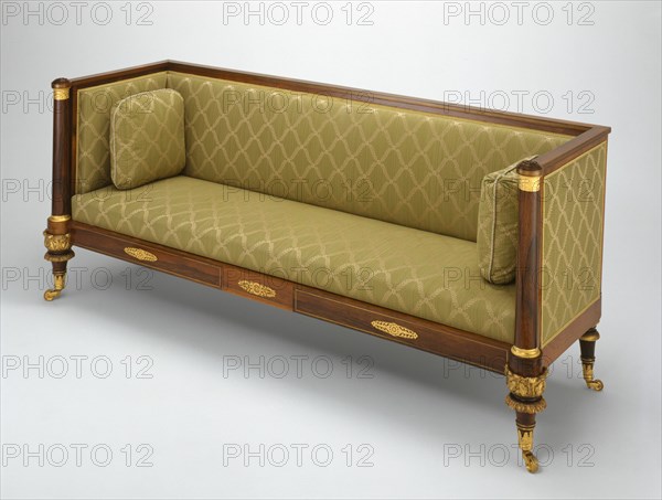 Box Sofa, c. 1820. Gilded wood, with ormolu mounts and brass inlay. Attributed to Duncan Phyfe.