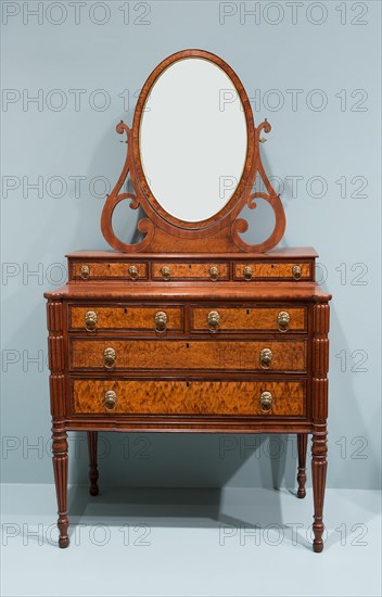 Chest of Drawers with Dressing Glass, c. 1815. Attributed to the workshop of Thomas Seymour, Boston.